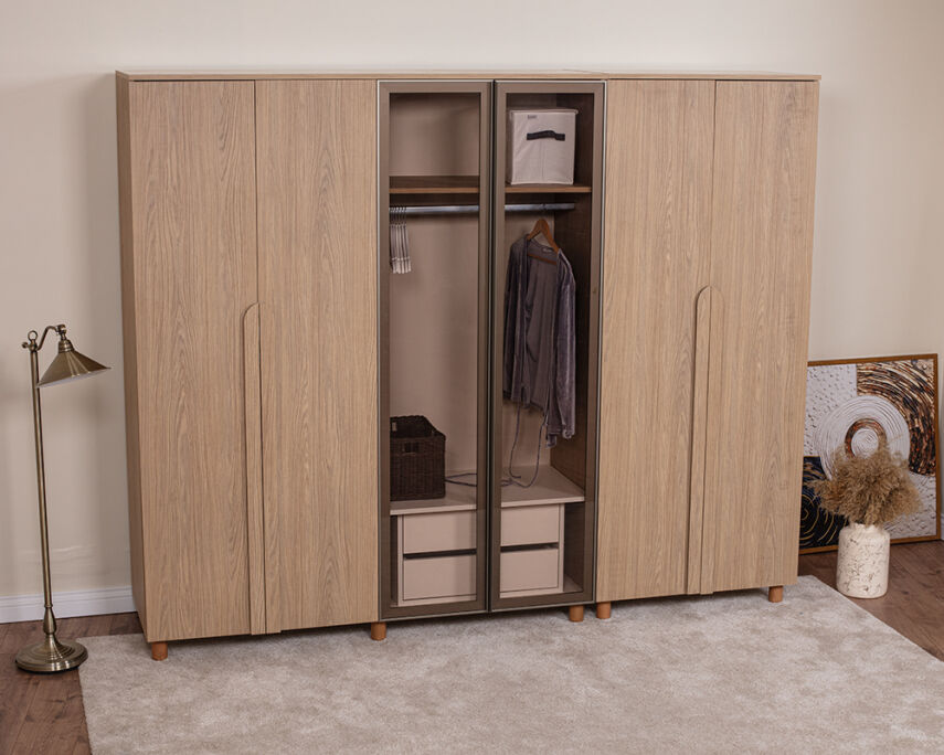 Vibe 6 Kapaklı Meşe Gövde (4 Kapak Meşe MDFLAM 2 Kapak Camlı) - 2