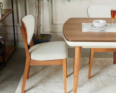 Vizyon Doğal Ceviz Kaplama Masa Takımı 170x90 - 3