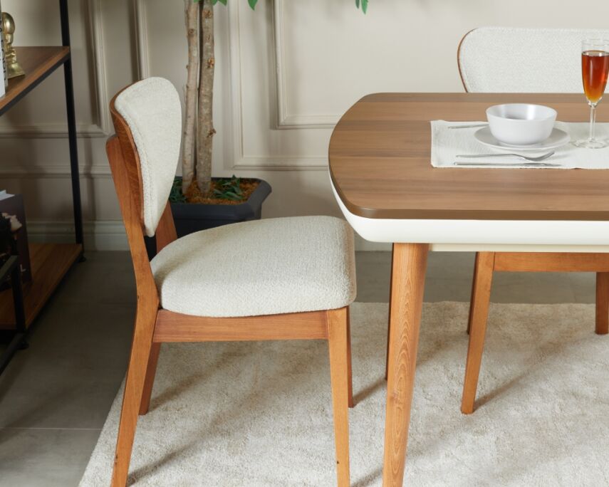 Vizyon Doğal Ceviz Kaplama Masa Takımı 170x90 - 3