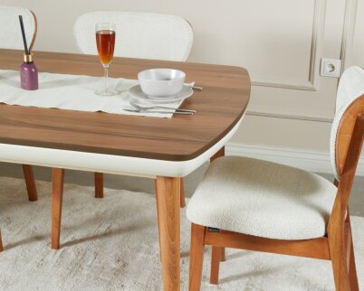 Vizyon Doğal Ceviz Kaplama Masa Takımı 170x90 - 6