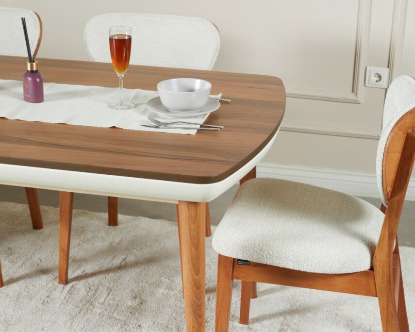 Vizyon Doğal Ceviz Kaplama Masa Takımı 170x90 - 6