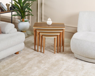 Vizyon Doğal Ceviz Kaplama Orta Sehpa + Servis Sehpası - 3