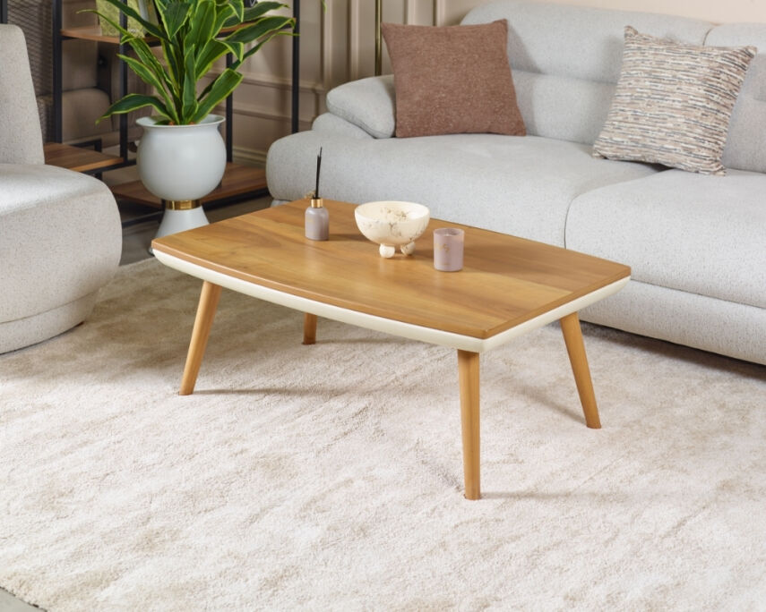 Vizyon Doğal Ceviz Kaplama Orta Sehpa 100x60 - 1